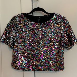 H&M Sequin Crop Top XS
